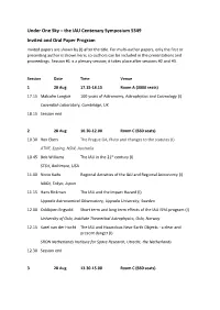 Under One Sky – the IAU Centenary Symposium S349 Invited and Oral Paper Program Invited Papers Are Shown by (I) After the Title