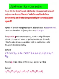 18 Electron Rule : How to Count Electrons