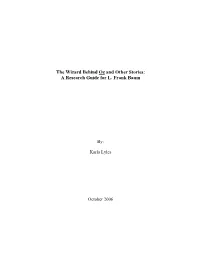 A Research Guide for L. Frank Baum