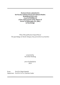 Doctoral Thesis Submitted to the Faculty of Behavioural and Cultural