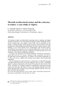 Moorish Architectural Syntax and the Reference to Nature: a Case Study of Algiers