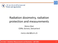 Radiation Measurements and Dosimetry – ASP 2021