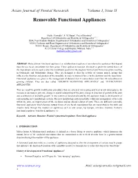 Removable Functional Appliances