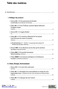 Table Des Matières