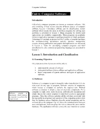 Unit 6: Computer Software