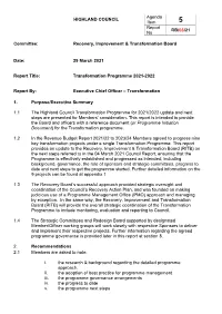 Item 5. Transformation Programme 2021/22