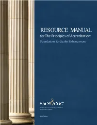 SACSCOC Resource Manual for Principles of Accreditation