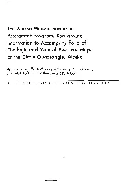 The Alaska Mineral Resource Assessment Program: Background Information to Accompany Folio of Geologic and Mineral Resource Maps of the Circle Quadrangle, Alaska