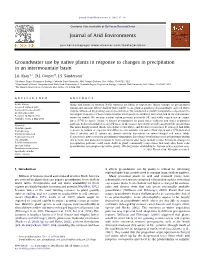 Groundwater Use by Native Plants in Response to Changes in Precipitation in an Intermountain Basin