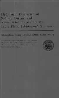 Hydrologic Evaluation of Salinity Control and Reclamation Projects in the Indus Plain, Pakistan a Summary