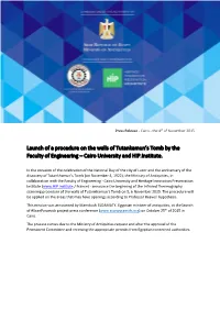 Launch of a Procedure on the Walls of Tutankamun's Tomb by the Faculty of Engineering – Cairo University and HIP.Institute