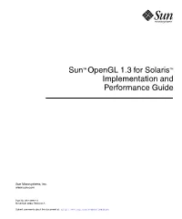 Sun Opengl 1.3 for Solaris Implementation and Performance Guide