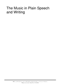 The Music in Plain Speech and Writing