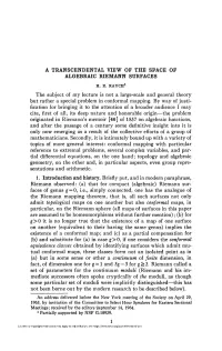 A Transcendental View of the Space of Algebraic Riemann Surfaces H