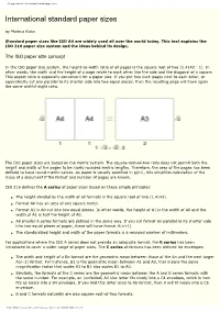 A4 Paper Format / International Standard Paper Sizes