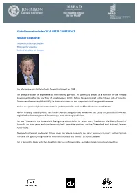 Global Innovation Index 2014: PRESS CONFERENCE Speaker Biographies