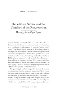 Heraclitean Nature and the Comfort of the Resurrection: Theology in An