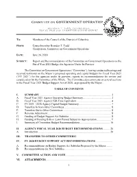 I. Summary of Committee Budget Recommendations