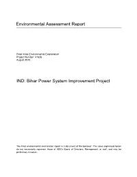 Initial Environmental Examination: India, Bihar Power System
