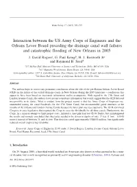 Interaction Between the US Army Corps of Engineers and the Orleans Levee Board Preceding the Drainage Canal Wall Failures and Ca