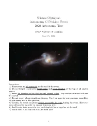 Science Olympiad Astronomy C Division Event 2020 Astronomy Test