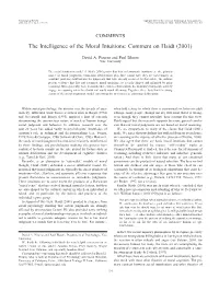 The Intelligence of the Moral Intuitions: Comment on Haidt (2001)
