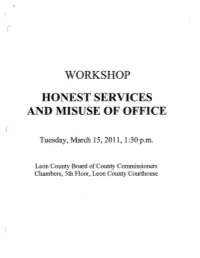 Workshop Honest Services and Misuse of Office