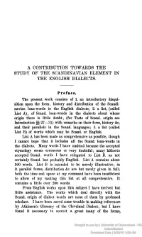 A Contribution Towards the Study of the Scandinavian Element in the English Dialects