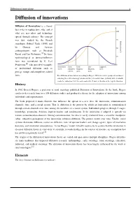 Diffusion of Innovations 1 Diffusion of Innovations