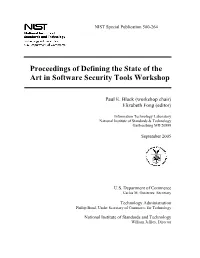 Proceedings of Defining the State of the Art in Software Security Tools Workshop