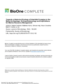 Towards a Historical Ecology of Intertidal Foraging in the Mafia Archipelago
