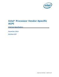 Intel® Processor Vendor-Specific ACPI Interface Specification