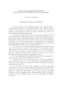 The Cis Peace-Keeping Operations in the Context of International Legal Order