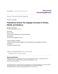 The Language of Inversion in Thoreau, Melville, and Hawthorne