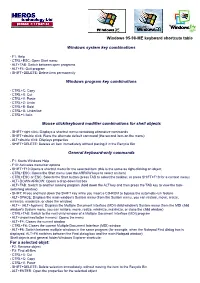 Windows 95-98-ME Keyboard Shortcuts Table