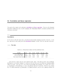 11. Correlation and Linear Regression