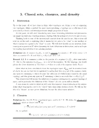 3. Closed Sets, Closures, and Density