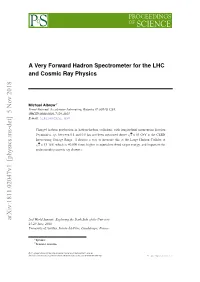 A Very Forward Hadron Spectrometer for the LHC and Cosmic Ray Physics