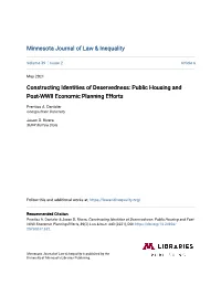 Constructing Identities of Deservedness: Public Housing and Post-WWII Economic Planning Efforts