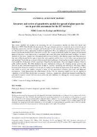 Inventory and Review of Quantitative Models for Spread of Plant Pests for Use in Pest Risk Assessment for the EU Territory1