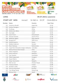 START LIST LONG 09.07.2014, Lavarone 16 360 M 33 CP Climb