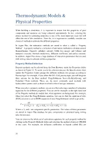 Thermodynamic Models & Physical Properties