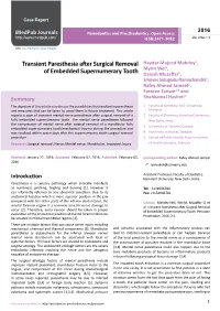 Transient Paresthesia After Surgical Removal of Embedded Supernumerary Tooth