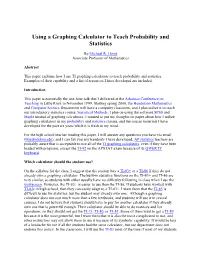Using a Graphing Calculator to Teach Probability and Statistics