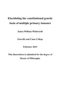 Elucidating the Constitutional Genetic Basis of Multiple Primary Tumours