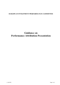 Guidance on Performance Attribution Presentation
