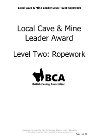 Local Cave & Mine Leader Level Two: Ropework