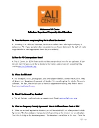 Muhammad Ali Center Collections Department Frequently Asked Questions