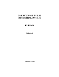 Overview of Rural Decentralization in India, the First Formal Bank Study on This Topic