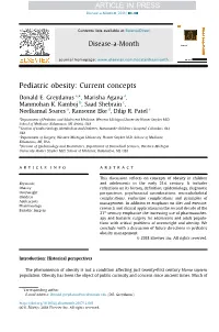 Pediatric Obesity: Current Concepts